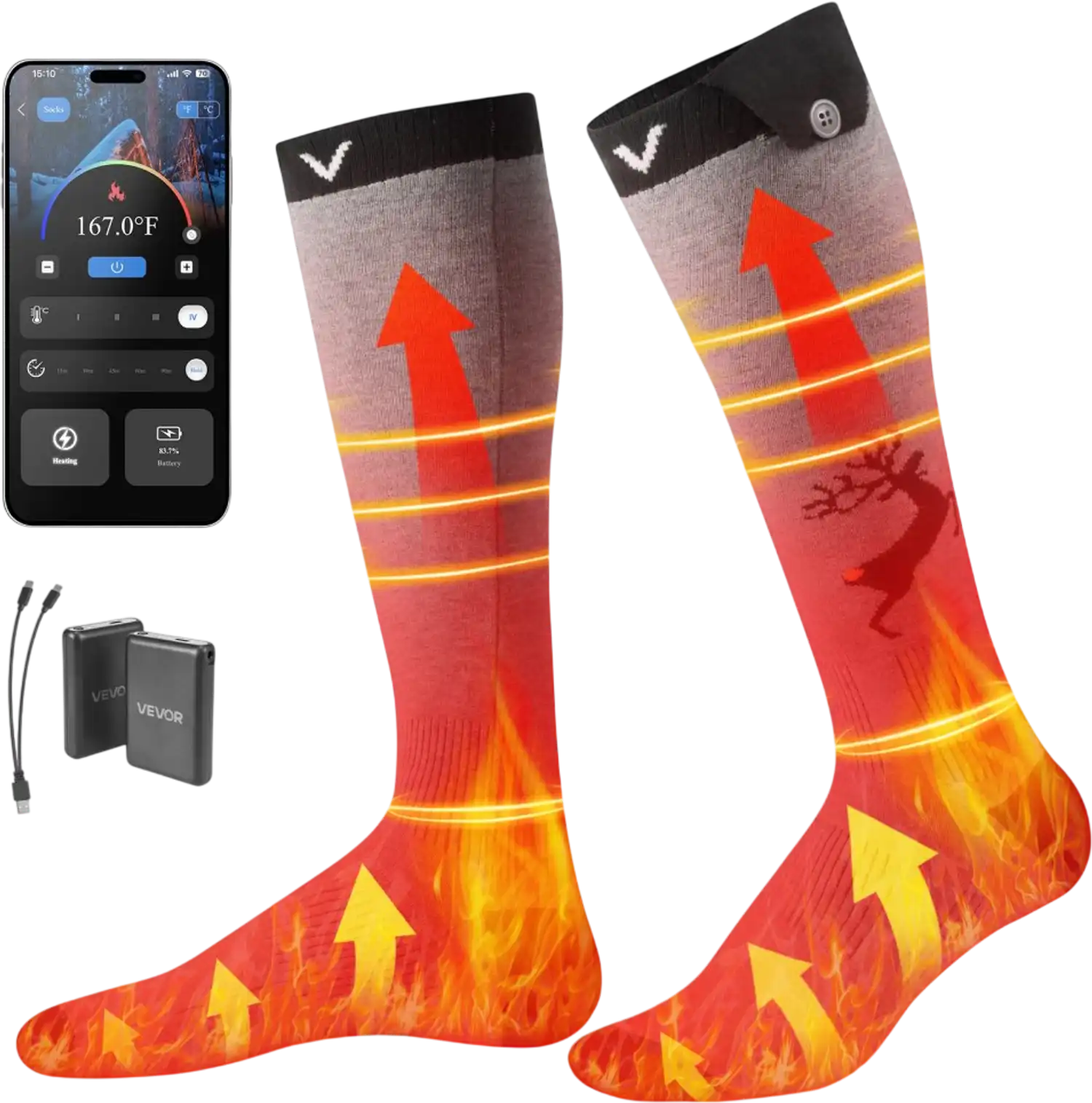 Vevor Heated Socks Battery Powered Rechargeable Foot Warmer New