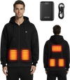 VEVOR Heated Jacket Hoodie for Men Women, Heated Sweatshirt Unisex Full-Zip with 7.4V 16000mAh Power Bank Pack, 5 Heating Zones, 3 Temp Levels, 4-8H Warmth, for Winter Outdoor Camping, Black, S Size
