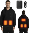 VEVOR Heated Jacket Hoodie for Men Women, Heated Sweatshirt Unisex Full-Zip with 7.4V 16000mAh Power Bank Pack, 5 Heating Zones, 3 Temp Levels, 4-8H Warmth, for Winter Outdoor Camping, Black, XL Size