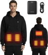 VEVOR Heated Sweatshirt Hoodie for Men Women, Heated Jacket Unisex with 7.4V 16000mAh Rechargeable Power Bank Pack, 5 Heating Zones, 3 Temp Levels, 4-8H Warmth, for Winter Outdoor Camping, Black, M Size