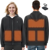 VEVOR Heated Hoodie, Unisex Heated Sweatshirt with Battery Pack 7.4V, Zip Up Electric Jacket with 5 Heating Zones for Men & Women, Lightweight Warm Heated Outdoor Pullover for Camping, S Size Black