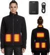 VEVOR Heated Fleece Jacket for Women, Heated Sweatshirt with 7.4V 16000mAh Rechargeable Power Bank Pack, 6 Heating Zones, 3 Temp Levels, 3h/6h/10h Warmth, for Winter Outdoor Camping, Black, M Size