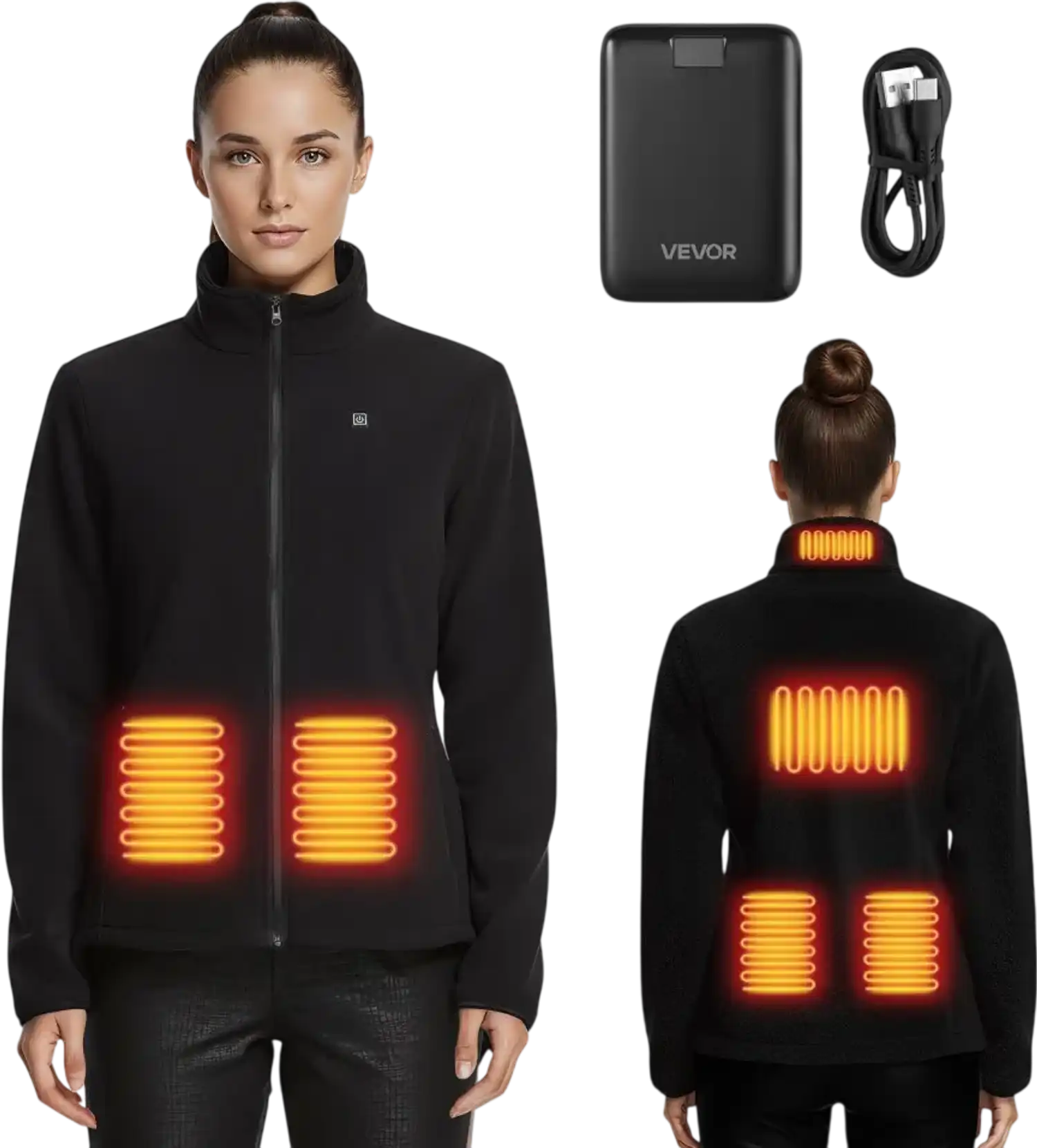Vevor Heated Fleece Jacket for Women Black XXL New