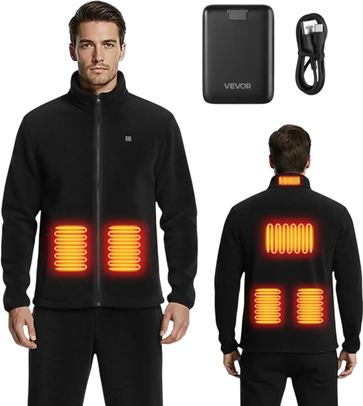 Vevor Heated Fleece Jacket for Men Black XXL New