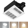 VEVOR Bathroom Exhaust Fan with Light and Heater, 80-90-110 CFM 1500W Bathroom Vent, 1.5 Sones Low-Noise, Premium DC Motor Ceiling Fan for Laundry Room, Storage Room, Home Ventilation, White