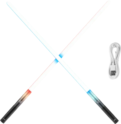 VEVOR Light Sword, 2 Pack Light up Sword with 12 RGB Colors, 4 Sound Modes and Realistic Handle, Rechargeable Sword Toy for Adults and Kids, Christmas Day, Halloween Cosplay, Birthday