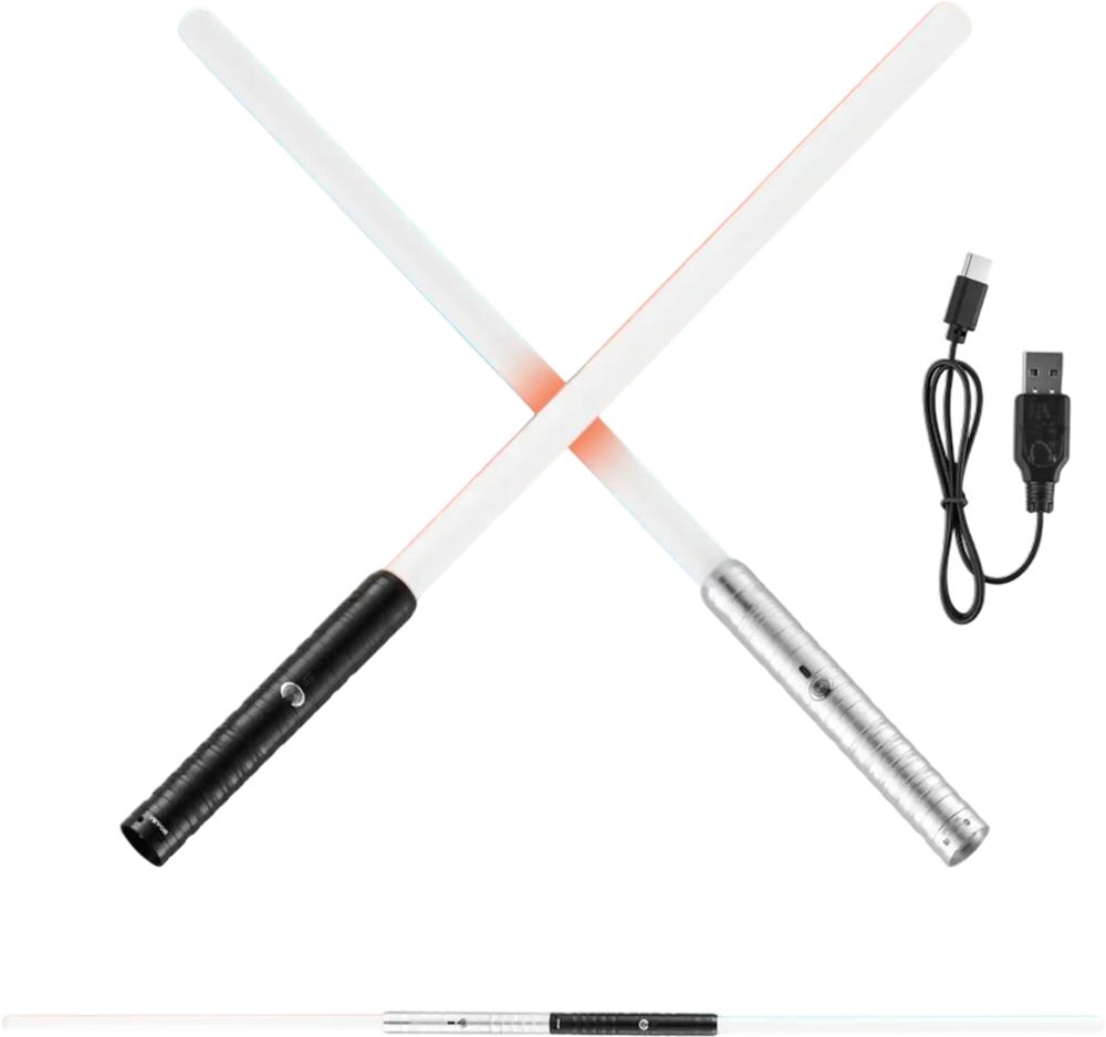 VEVOR Light Sword, 2 Pack Light up Sword with 7 RGB Colors, 4 Sound Modes and Realistic Handle, Rechargeable Sword Toy for Adults and Kids, Christmas Day, Halloween Cosplay, Birthday