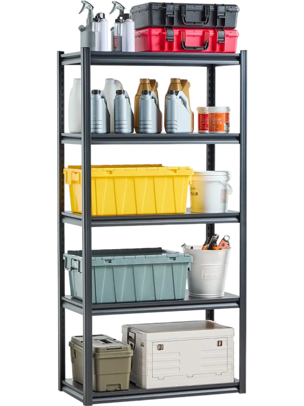 VEVOR Storage Shelves, 2000 lbs, 5 Tier Garage Storage Shelving, 18" D x 36" W x 72" H Adjustable Metal Shelves for Garage Shelves Utility Rack Shelf, Ideal for Kitchen, Warehouse, Basement, Black