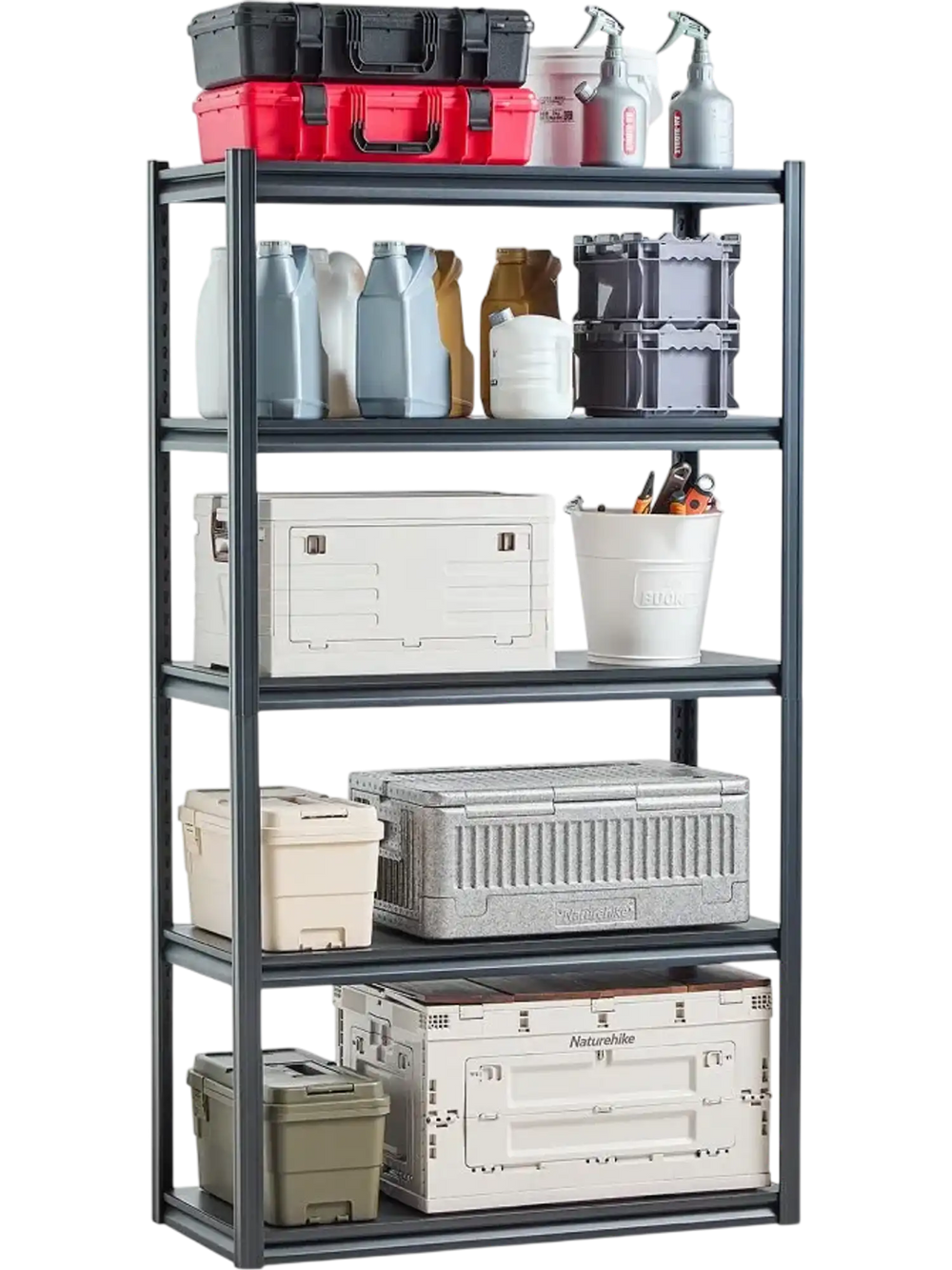 VEVOR Storage Shelves, 2000 lbs, 5 Tier Garage Storage Shelving, 18" D x 40" W x 72" H Adjustable Metal Shelves for Garage Shelves Utility Rack Shelf, Ideal for Kitchen, Warehouse, Basement, Black