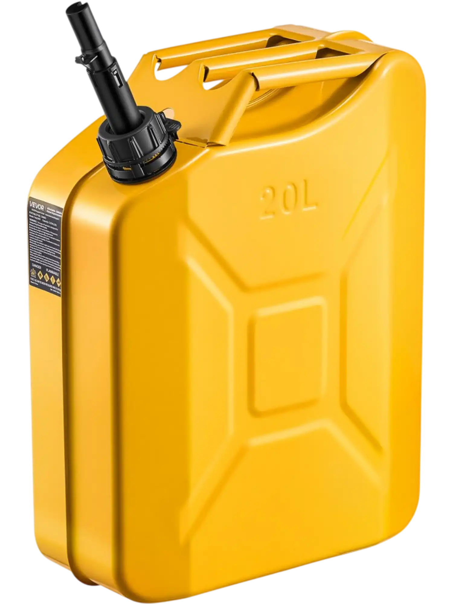Vevor Fuel Jerry Can 5.3 Gallon Metal Portable Gas Container with Spout and Comfort Handle Yellow New