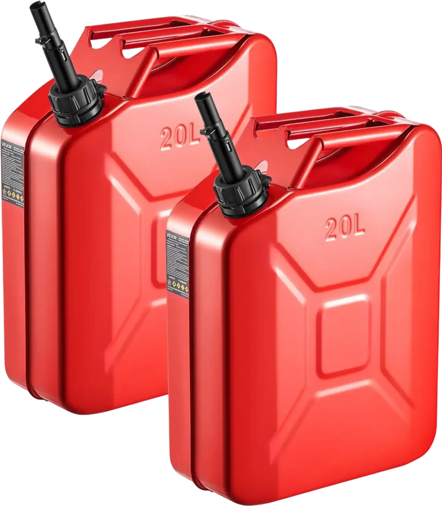 Vevor Fuel Jerry Can 5.3 Gallon Metal Gas Container with Spout Comfort Handle Red 2 Pack New