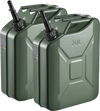 Newly Upgraded Oil-Tight！VEVOR Metal Fuel Container, 5.3 Gallon, Fuel Jerry Can with Spout and Comfort Handle, 6 L/min Max Flow Rate, Leakproof & Corrosion-resistant Metal Gas Tank Most Cars Motorcycle ATV UTV, Green, 2 Packs
