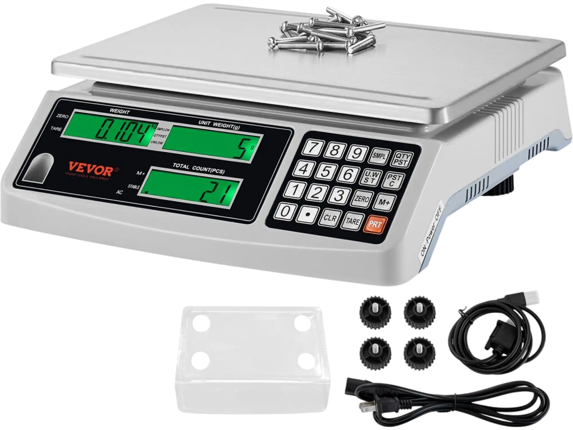 Vevor Counting Scale 66.13 lbs Digital Industrial Parts and Coin Scale with RS232 and 3 Screens New