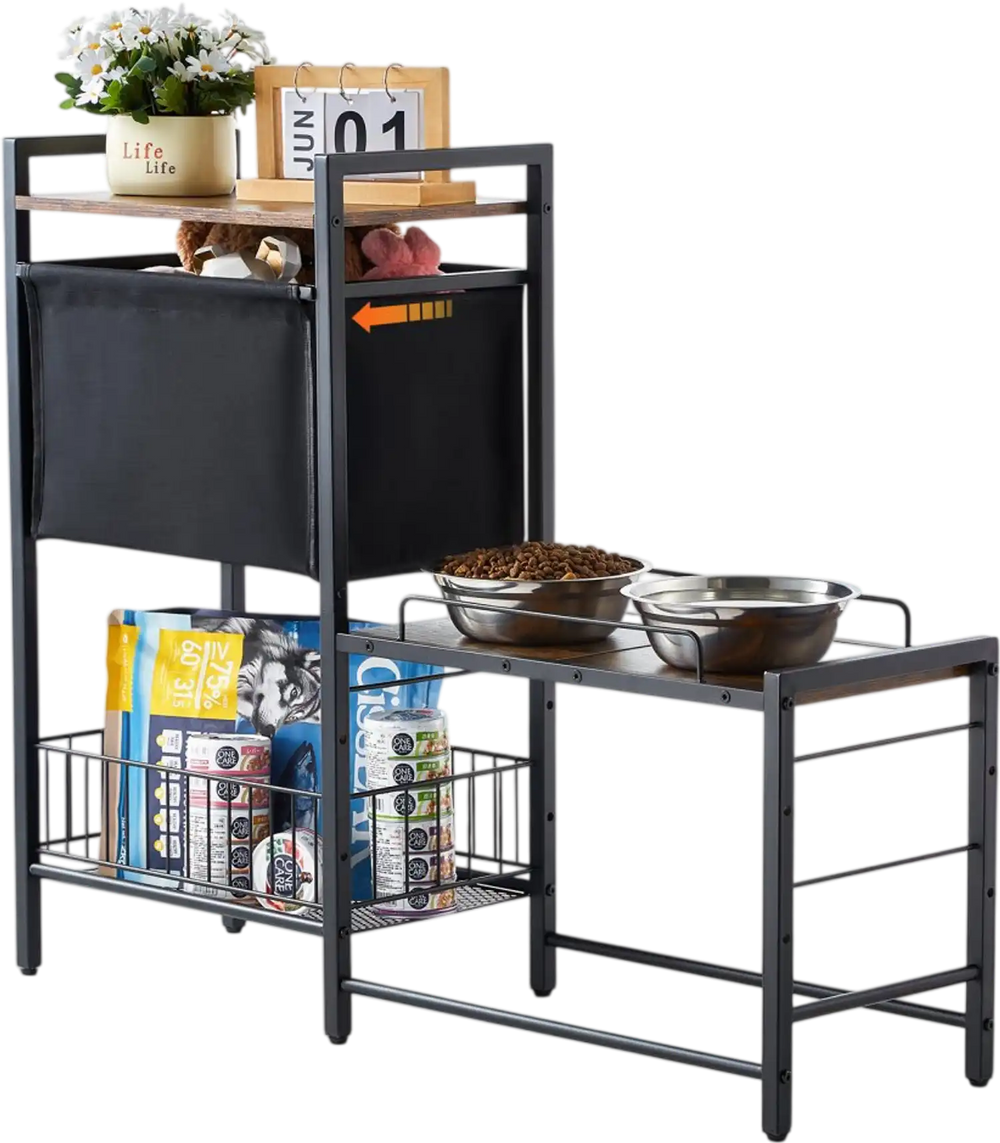 VEVOR Pet Feeding Station with Storage, Elevated Dog Bowls, Raised Dog Bowl Stand, Dog Food Storage and Feeder Station with Storage Shelves, Pet Toy Storage Organizer, for Large Medium Small Dogs