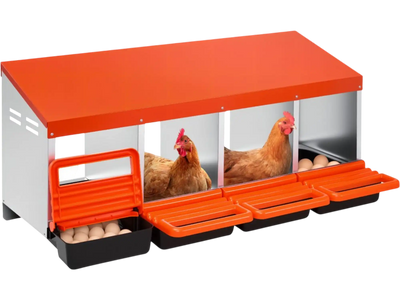 Vevor Chicken Nest Box 4-Compartment Metal Nesting Boxes with Inclined Roll-Out Design New
