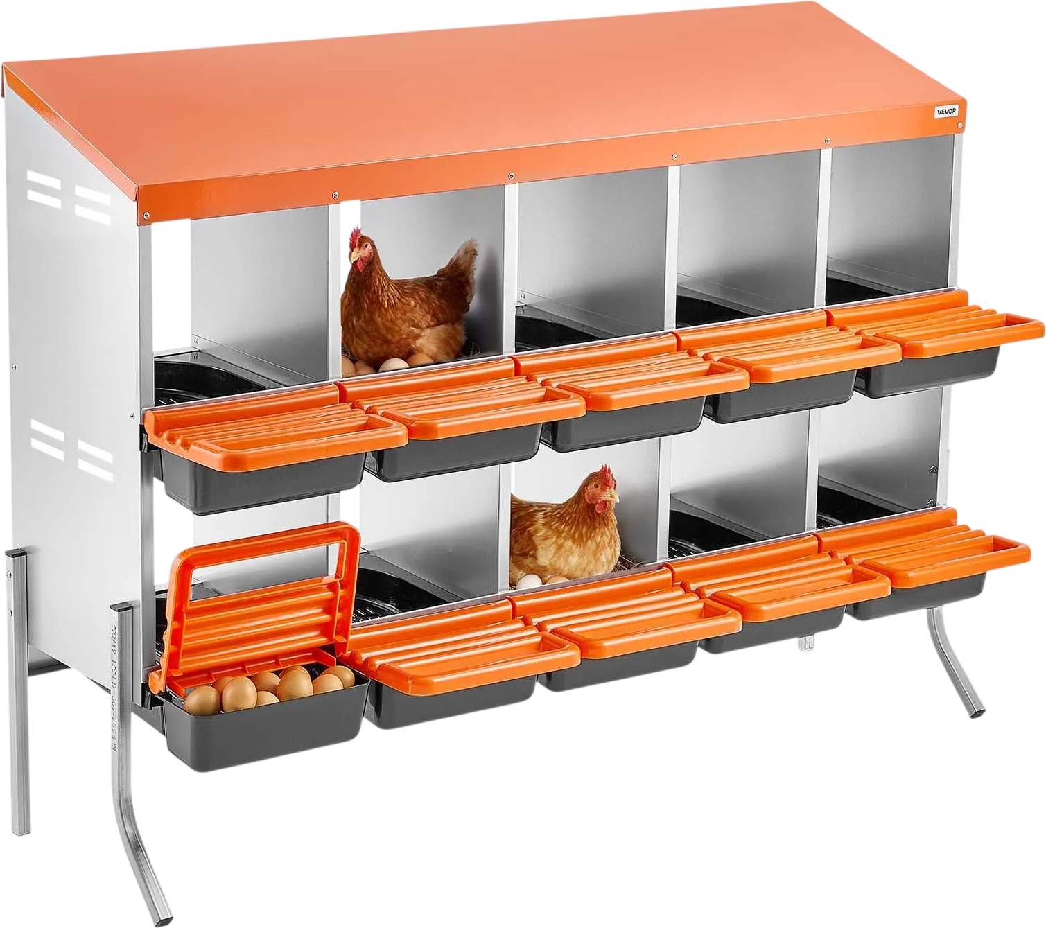Vevor Chicken Nesting Boxes 2-Tier 10 Compartments with Support Legs New