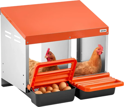 Vevor Chicken Nest Boxes 2-Compartment Roll Away Wall Mount Orange New