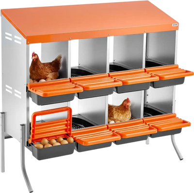 Vevor Chicken Nesting Boxes 8-Compartment Roll Away Nest Box with Support Legs New