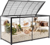 VEVOR Hamster Cage 47.2"x23.6"x25.4" 360° Viewing Metal Hamster Habitat, Transparent Small Animal Cage with Top Access & Front Door, Large Portable Pet House for Guinea Pig, Gerbil (7.7 ft², Black)