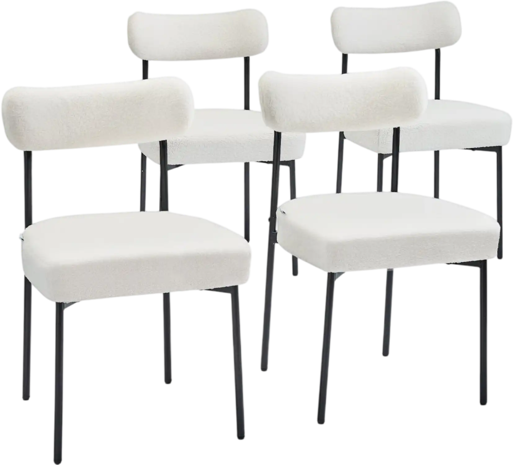 Vevor Dining Chairs Boucle Upholstered Curved Back White Set of 4 New