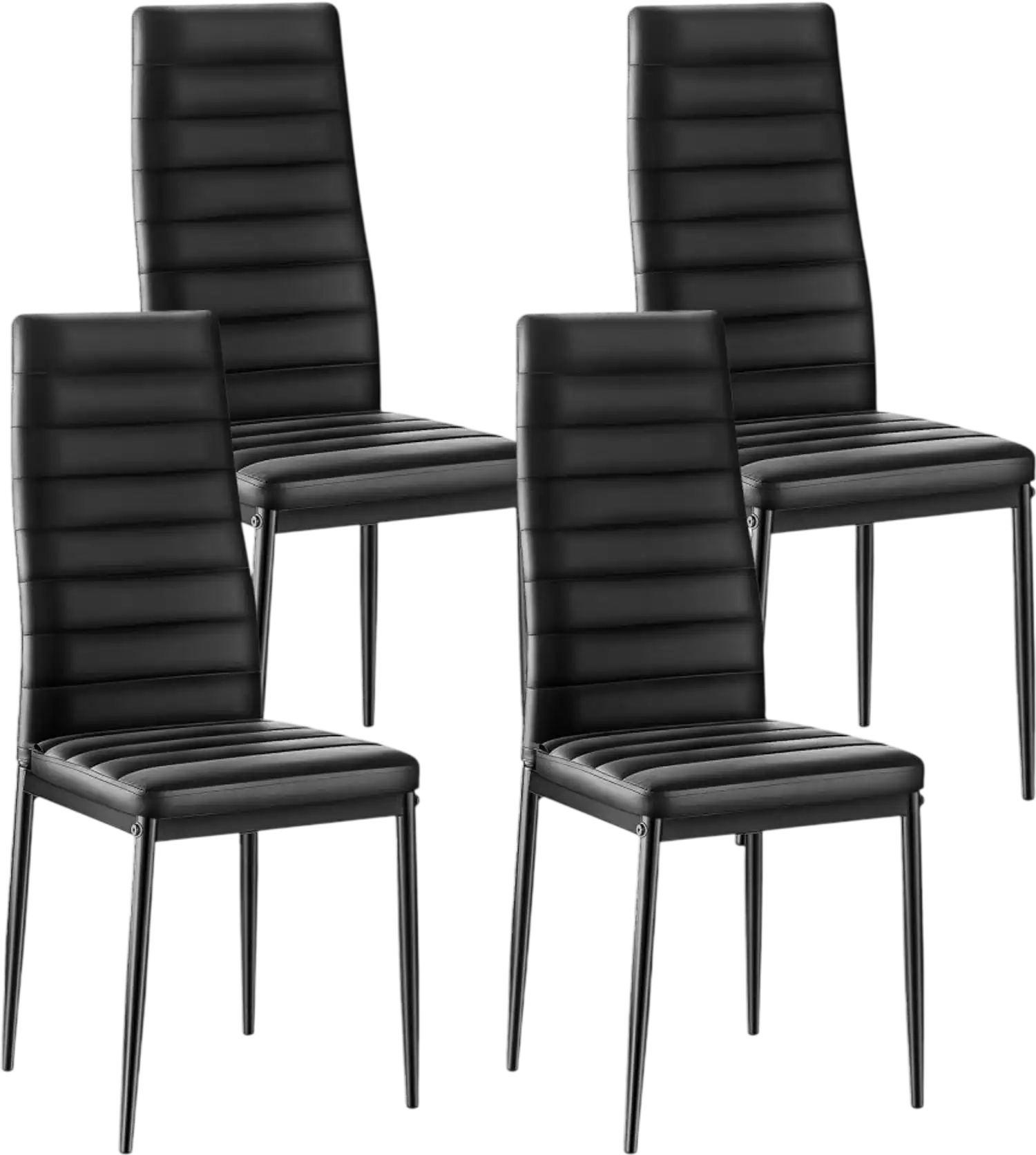 Vevor Dining Chairs Modern Leather Accent Set of 4 Black New
