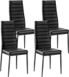 VEVOR Modern Dining Room Accent Chairs Set of 4, Upholstered Leather Side Chair for Dining Tables, Space-Saving Kitchen Table Chair with Thick Cushions and Metal Legs, Black