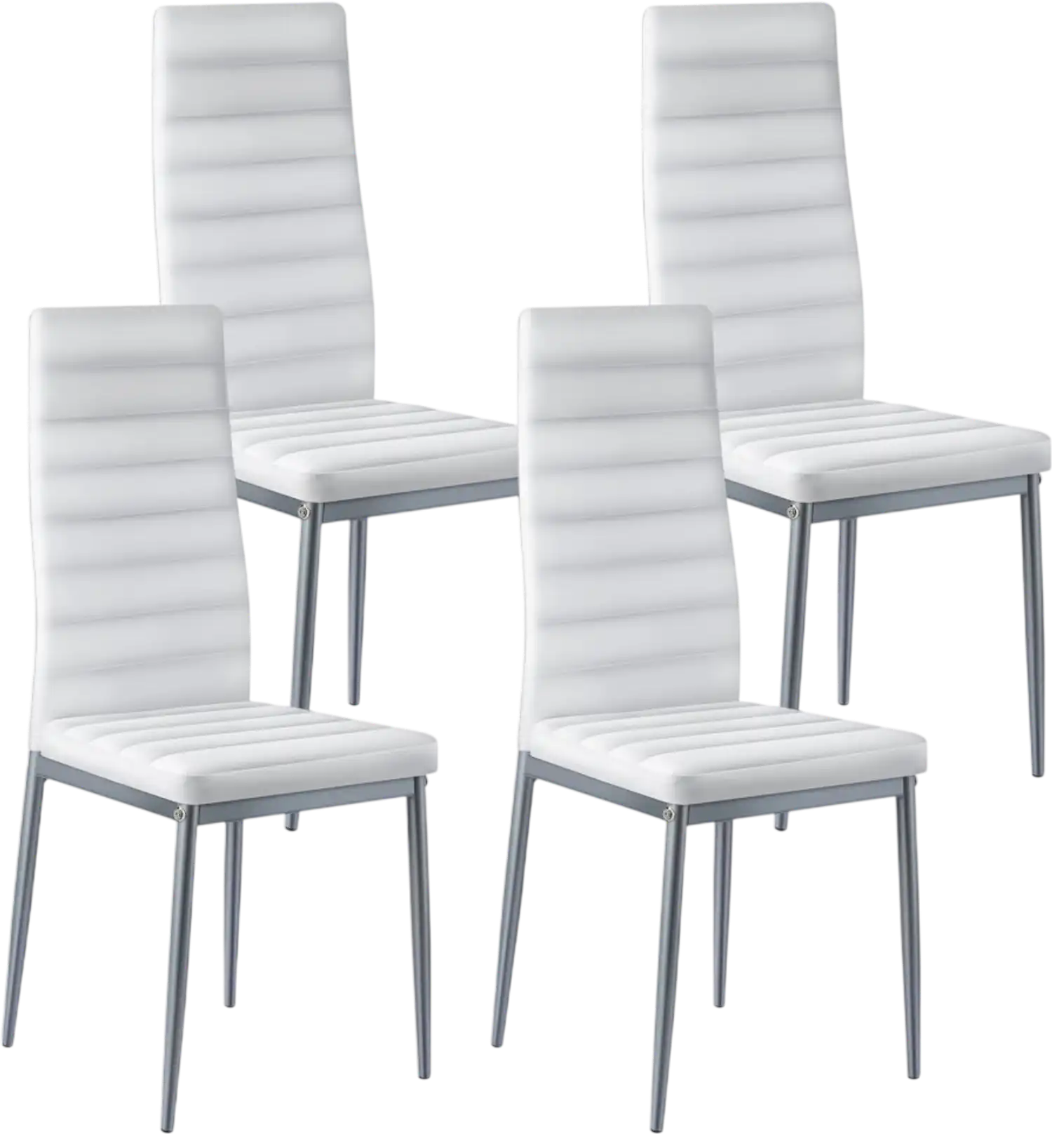 Vevor Dining Chairs Modern Upholstered Leather Side Chair Set of 4 White New