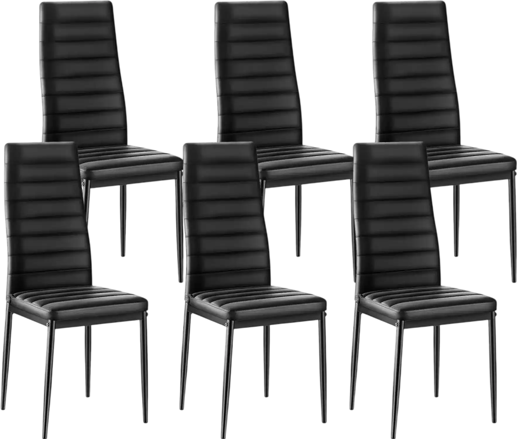 Vevor Dining Chairs Modern Upholstered Leather Side Chairs Set of 6 Black New