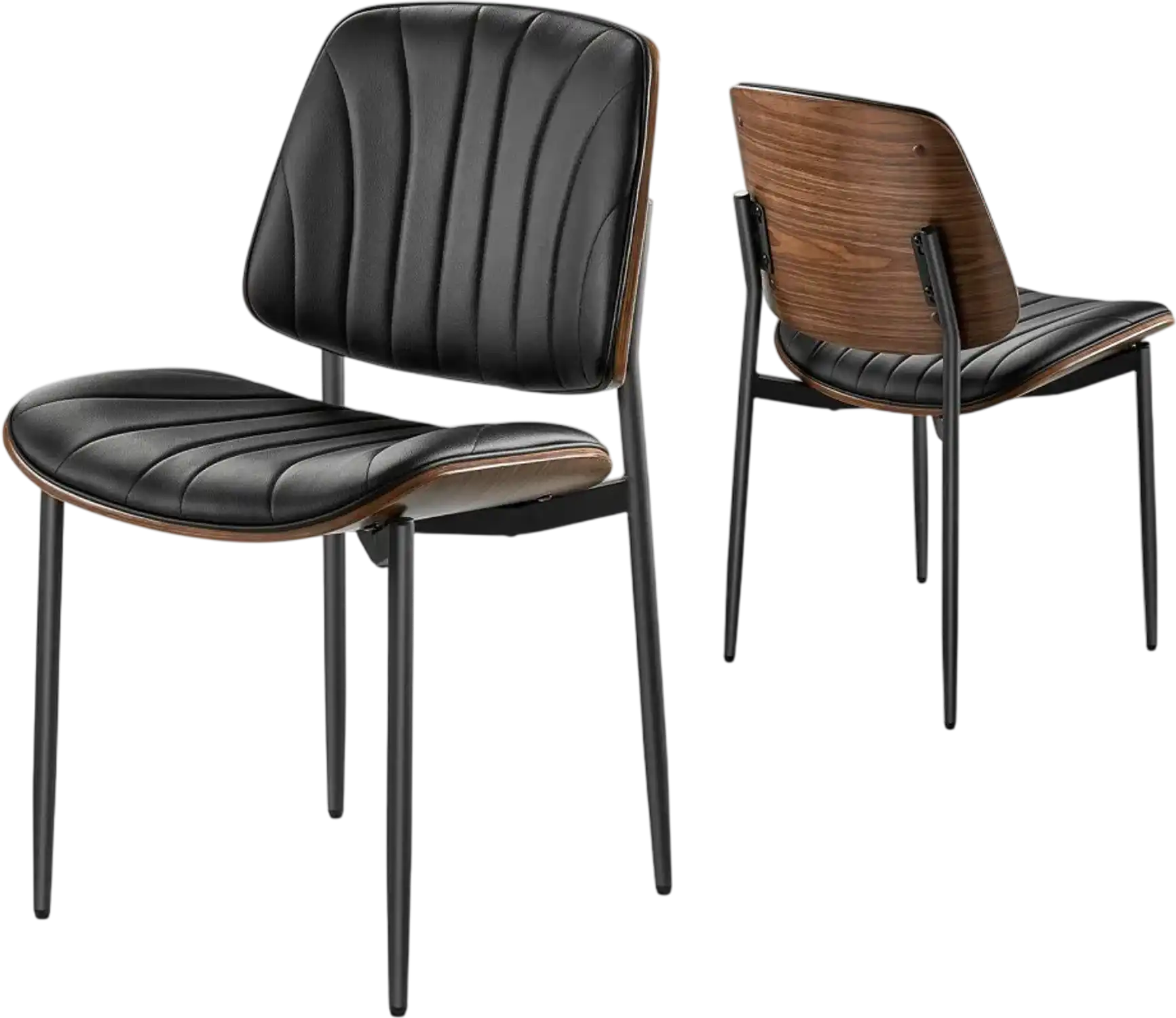 Vevor Dining Chairs Set of 2 Modern Upholstered Leather Side Chairs Black New
