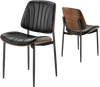 VEVOR Modern Dining Room Accent Chairs Set of 2, Upholstered Leather Side Chair for Dining Tables, Space-Saving Kitchen Table Chair with Thick Cushions and Metal Legs, Black