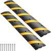 VEVOR 6FT Rubber Speed Bump, 2 Pack, 2 Channel Heavy Duty Traffic Speed Hump, 22000 lbs/Axle Load Capacity, 72 in Cable Protector Ramp with Expansion Screws, for Asphalt Concrete Gravel Driveway Road