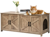 VEVOR Cat Litter Box Enclosure for 2 Cats, Litter Box Furniture Hidden with Double Rooms, Wooden Cat Box Cabinet Fit Most of Litter Box, 47.2"L x 18.5"W x 19.7"H, Greige
