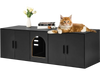 VEVOR Cat Litter Box Enclosure for 2 Cats, 57.9 in Hidden Litter Furniture, Double Room Large Cat Washroom Cabinet, Indoor Wooden Pet House TV Stand Side Table, Fit Most of Litterbox, Black