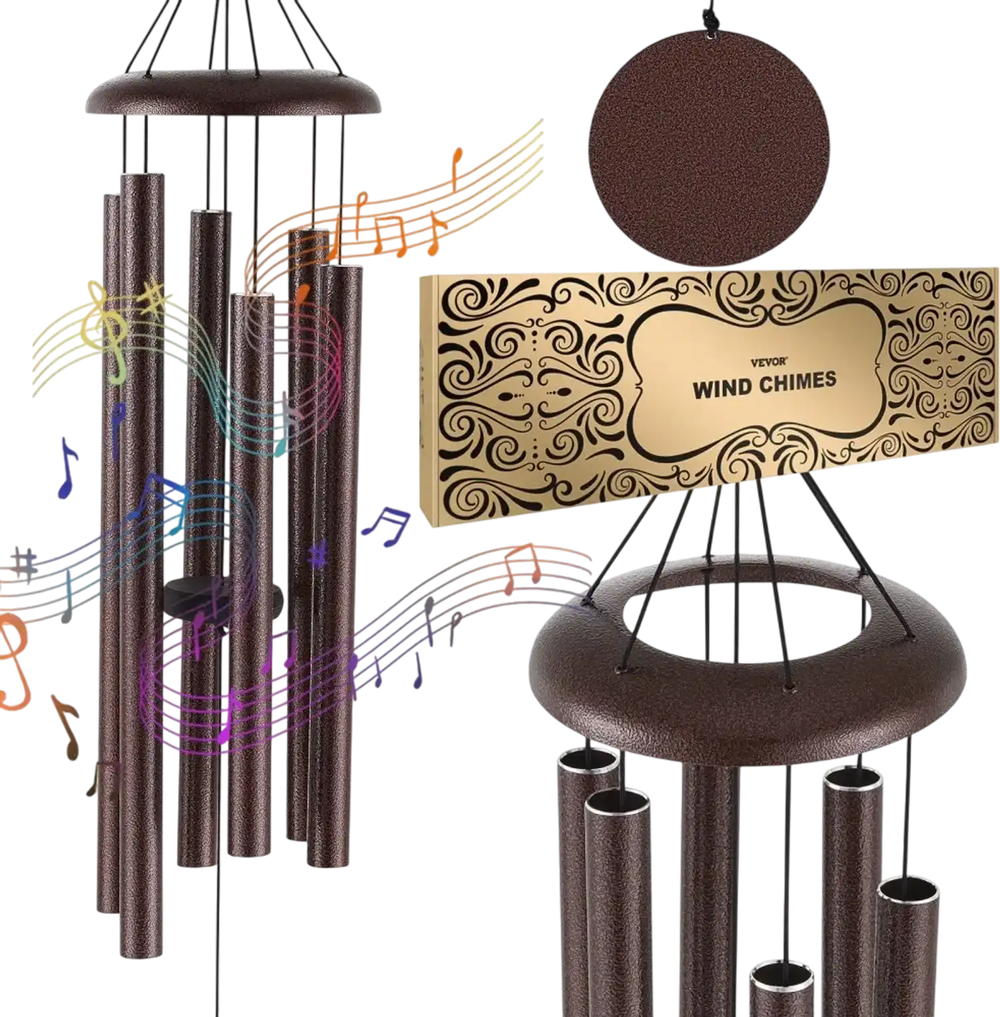 VEVOR Wind Chimes for Outside, 45 in, Deep Tone Wind Chimes with 6 Tubes, Unique Large Memorial Wind Chimes for Anniversary, Amazing Outdoor Decor for Your Patio, Porch, Garden and Backyard, Bronze