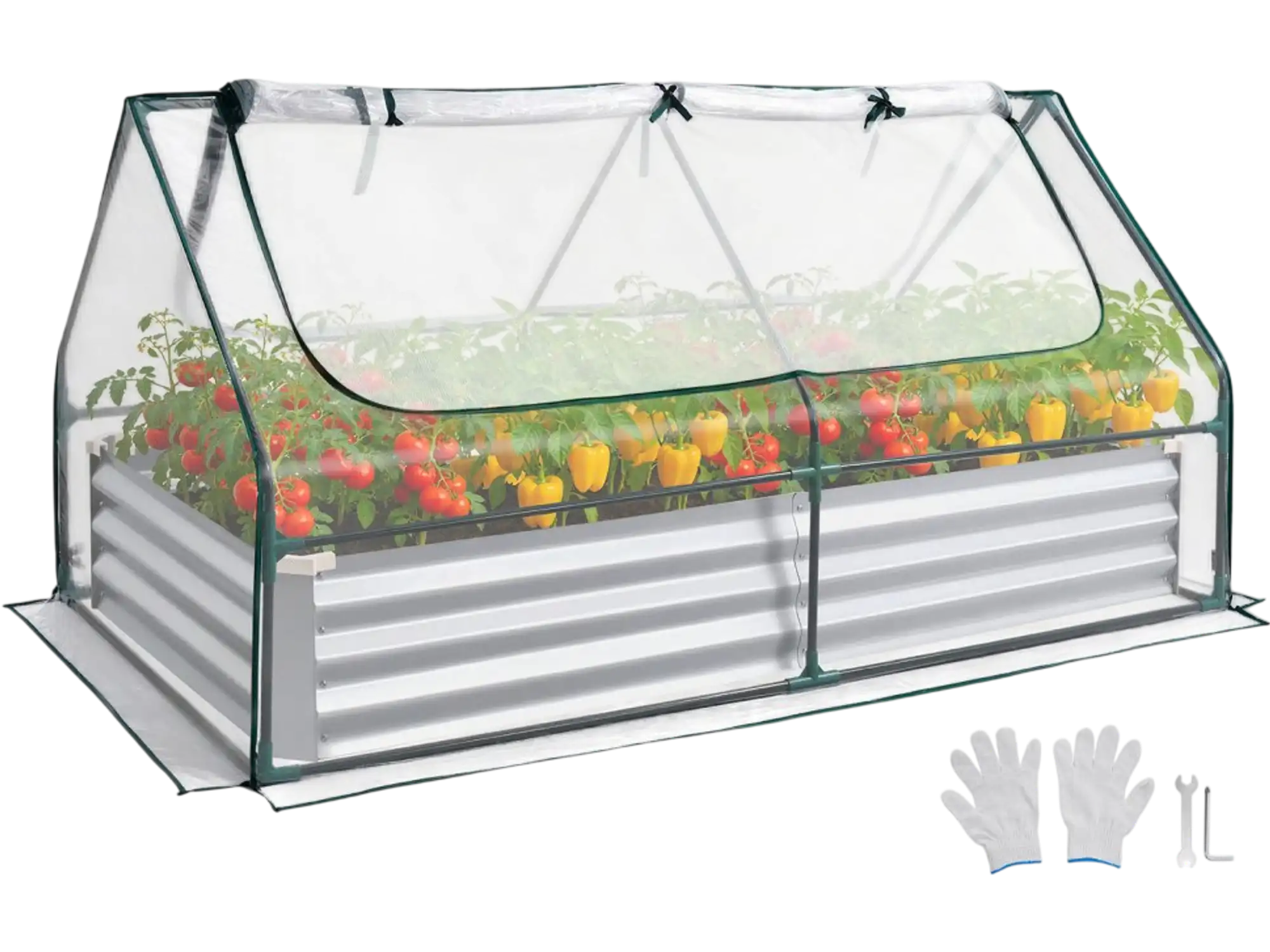 Vevor Raised Garden Bed 6 x 3 x 1' Galvanized Metal Planter Box with Cover New