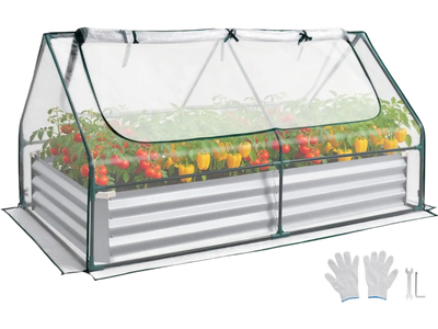 Vevor Raised Garden Bed 6 x 3 x 1' Galvanized Metal Planter Box with Cover New