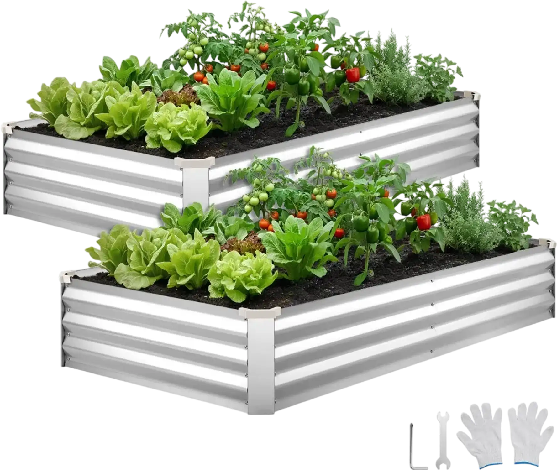 Vevor Raised Garden Bed 2-Pack 6' x 3' x 1' Galvanized Metal Planter Boxes Silver New