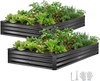 VEVOR 2 Pack Galvanized Raised Garden Beds, 8 x 4 x 1 ft, Rectangular Metal Planter Boxes Kit Outdoor, Bottomless Elevated Planting Box with Gloves, Alu-Zinc, for Growing Flowers Vegetables, Dark Gray