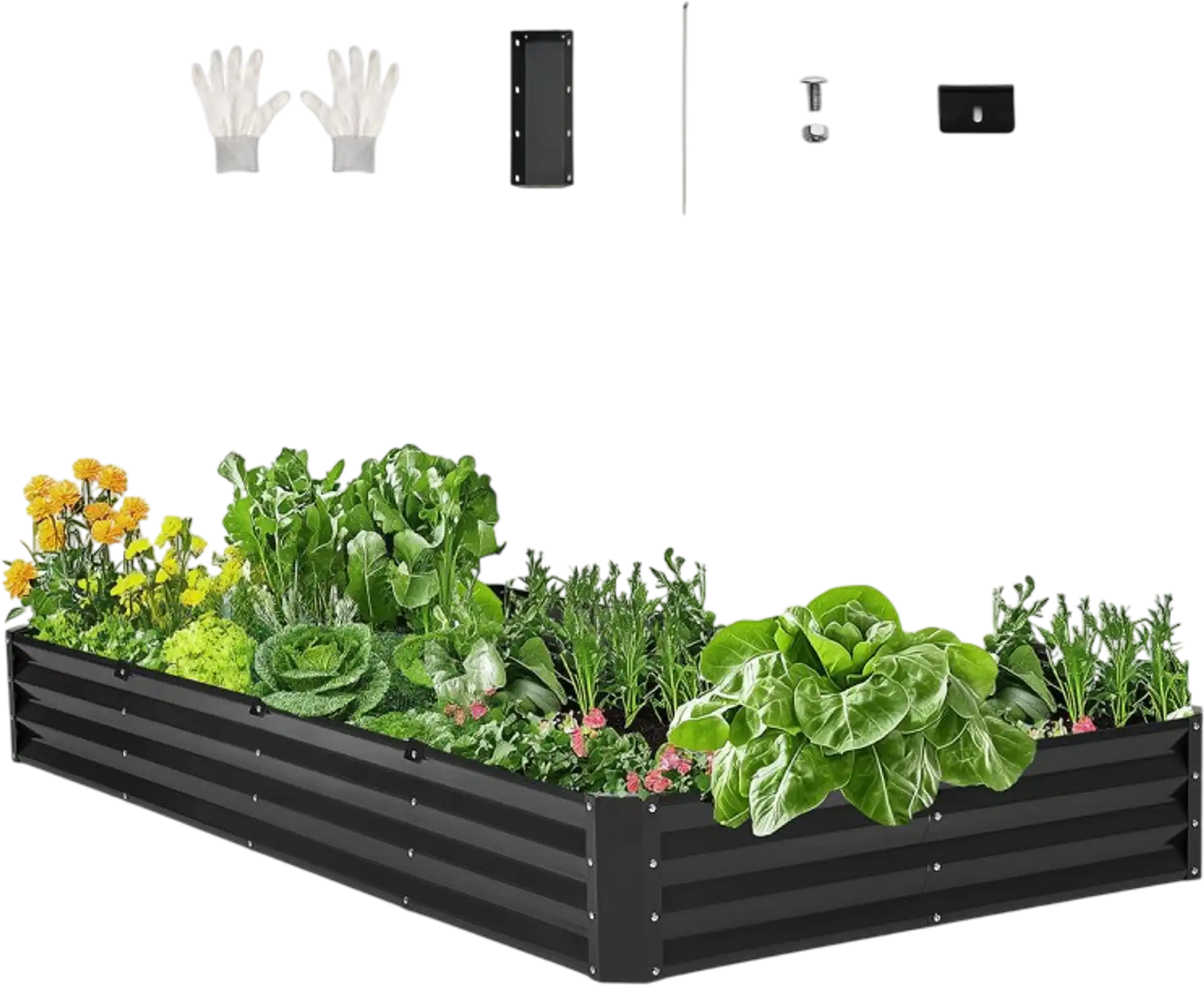 Vevor Raised Garden Bed 8' x 4' x 1' Outdoor Galvanized Planter Box Dark Gray New