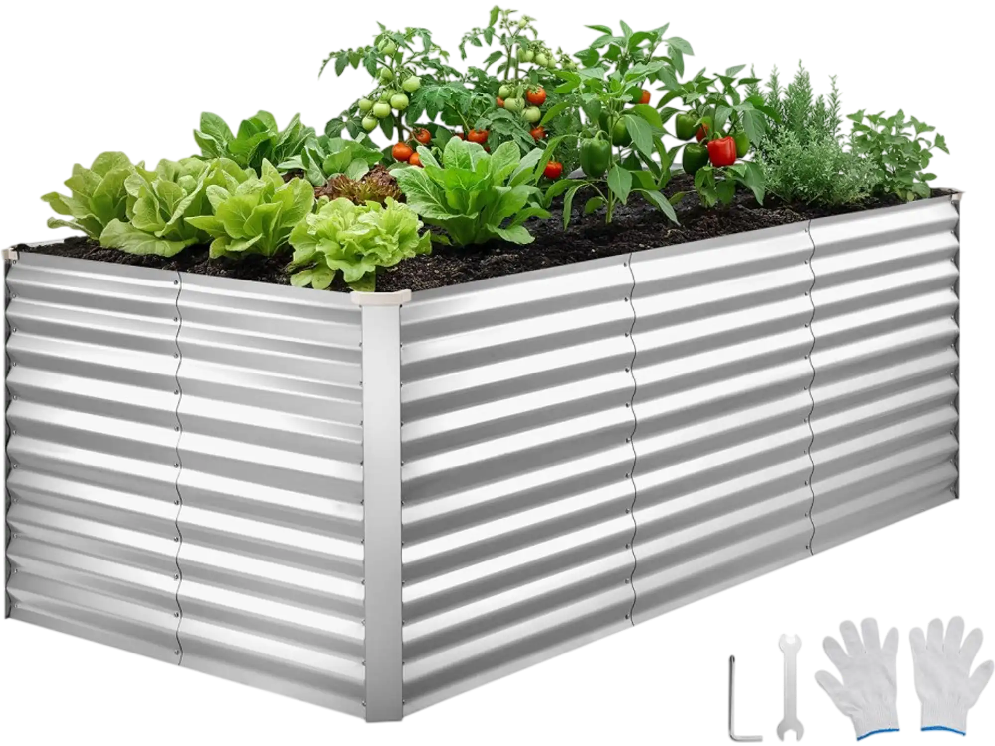 Vevor Raised Garden Bed 8 x 4 x 3' Galvanized Metal Planter Box Silver New