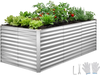 VEVOR Galvanized Raised Garden Bed, 8 x 4 x 3 ft, Rectangular Metal Planter Box Kit Outdoor, Bottomless Elevated Planting Box with Gloves, Rustproof Alu-Zinc, for Growing Flowers Vegetables, Silver