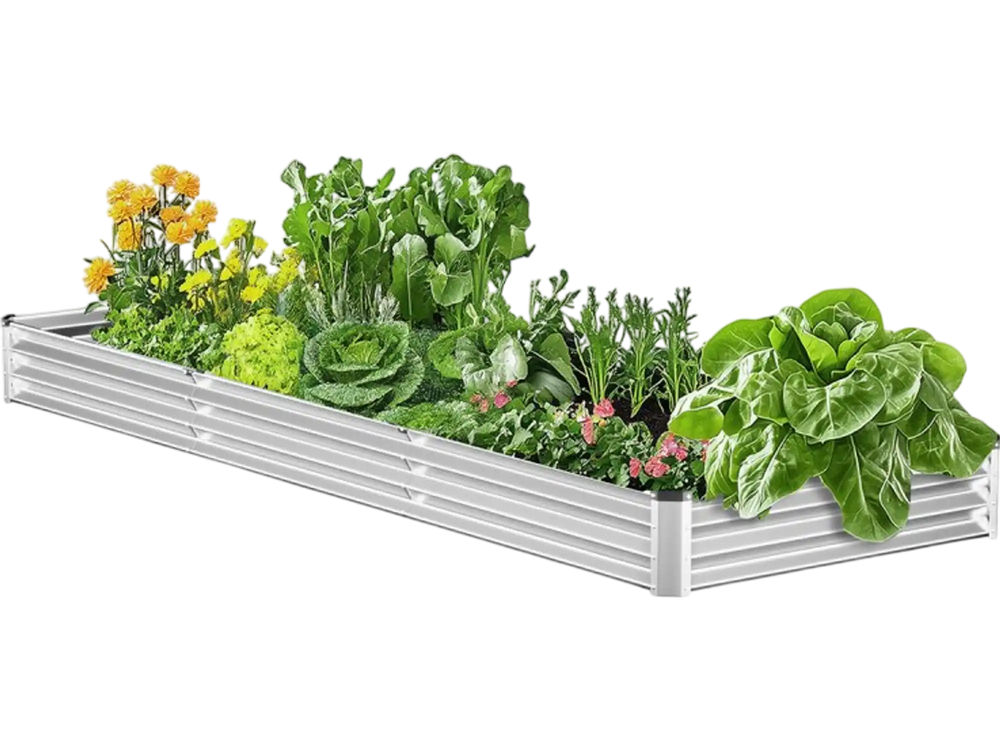 VEVOR Metal Raised Garden Bed, 12 x 4 x 1 ft Outdoor Galvanized Planter Box, with Open Bottom, Large Planter Raised Bed for Gardening Vegetables, Flowers, Herbs, and Succulent Plants, Silver