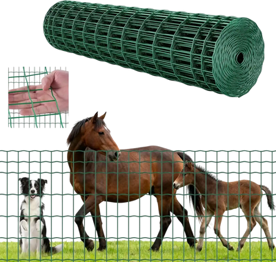 VEVOR Farm Fence, 47 x 984 in, 2 x 4 in Mesh 2.1mm Galvanized Steel Wire Fencing for Cattle, Hog & Sheep, Heavy Duty Vinyl Coated Livestock Fence for Animal Enclosures, Cage Wire, Garden Fences, Green