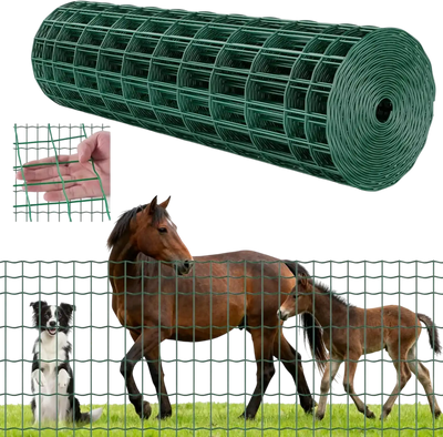 VEVOR Farm Fence, 39 x 984 in, 2 x 4 in Mesh 2.1mm Galvanized Steel Wire Fencing for Cattle, Hog & Sheep, Heavy Duty Vinyl Coated Livestock Fence for Animal Enclosures, Cage Wire, Garden Fences, Green
