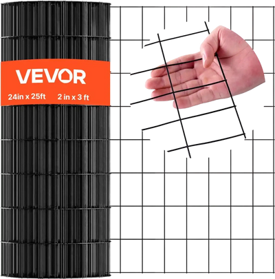 VEVOR Hardware Cloth 24 in x 25 ft, 2 x 3 in Mesh 16 Gauge Galvanized Wire Mesh Roll, Weather-Resistant Vinyl Coated Chicken Wire Fencing, Heavy Duty Welded Garden Plant Fencing for Rabbit Cage Snake