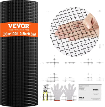 VEVOR Hardware Cloth, 36'' x 100' Galvanized Wire Mesh Roll, 19 Gauge Chicken Wire Fence Roll, Vinyl Coating Metal Wire Mesh for Chicken Coop Barrier, Rabbit Snake Fences, Poultry Enclosures
