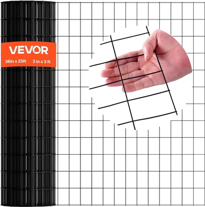 VEVOR Hardware Cloth 36 in x 25 ft, 2 x 3 in Mesh 16 Gauge Galvanized Wire Mesh Roll, Weather-Resistant Vinyl Coated Chicken Wire Fencing, Heavy Duty Welded Garden Plant Fencing for Rabbit Cage Snake