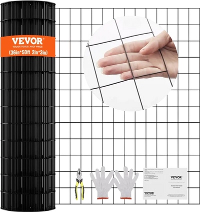 VEVOR Hardware Cloth, 36'' x 50' Galvanized Wire Mesh Roll, 16 Gauge Chicken Wire Fence Roll, Vinyl Coating Metal Wire Mesh for Chicken Coop Barrier, Rabbit Snake Fences, Poultry Enclosures
