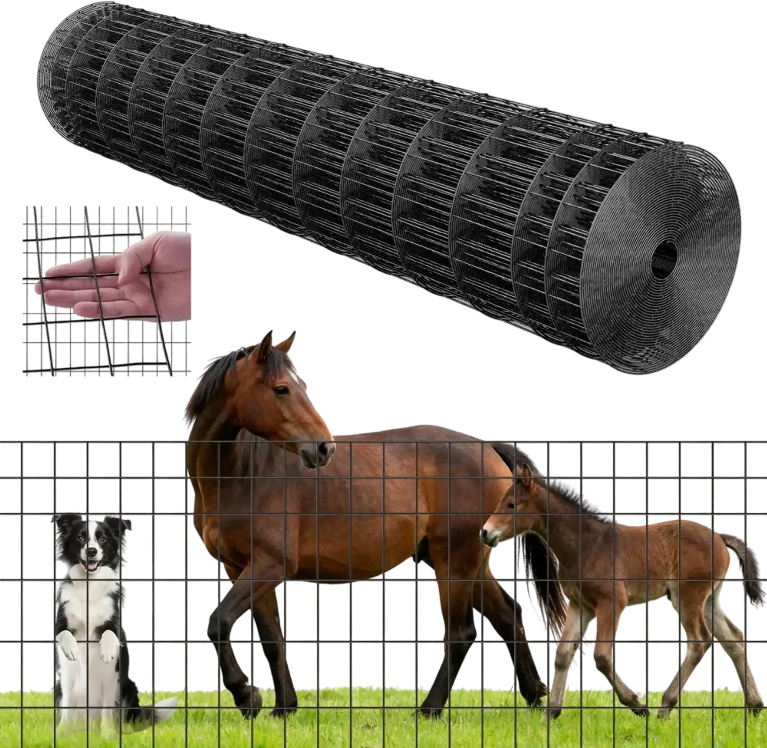 Vevor Farm Fence Black Vinyl-Coated 48