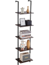 VEVOR Ladder Shelf, 5-Tier Bookshelf 15.6x11.8in, Open Wall-Mounted Ladder Shelf with Metal Frame,Storage Rack Sundries Holder for Kitchen Bedroom Bathroom Living Room, Black